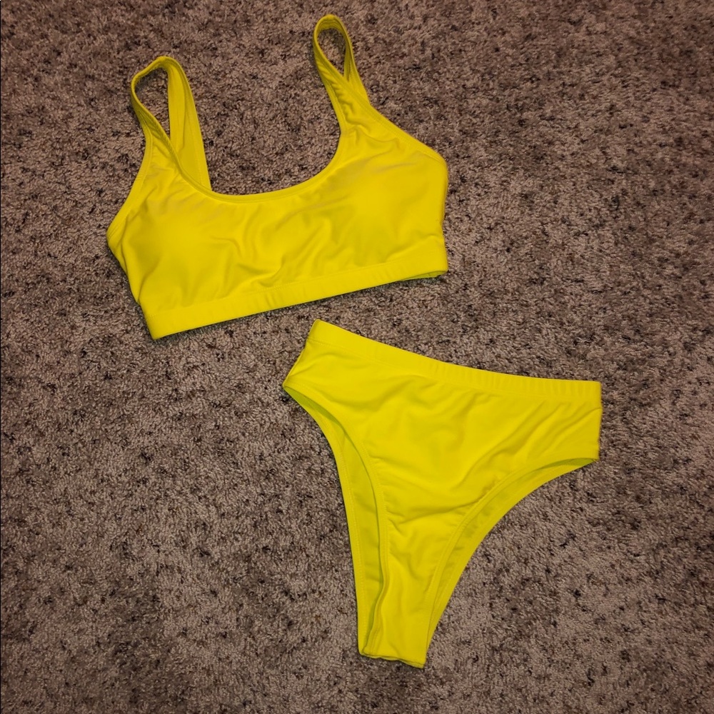Yellow High Waisted Bathing Suit